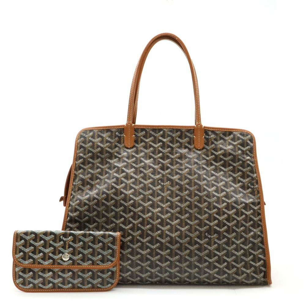 GOYARD Ardi Shoulder Bag Tote Herringbone Black Brown White Pouch
